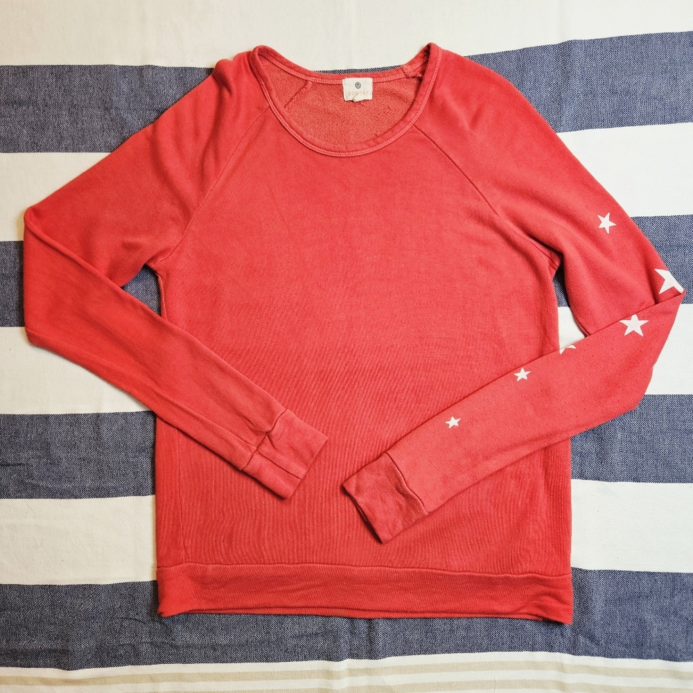 Sundry Red Raglan Sleeve Sweatshirt With Stars XS